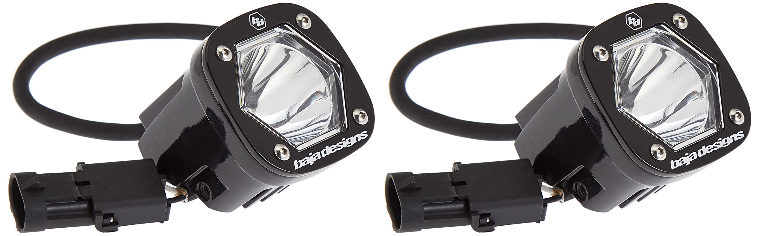 S1 Baja Designs LED Auxiliary Light Pods - Universal Fit with Wiring Harness, 2 LEDs (Spot; Clear)