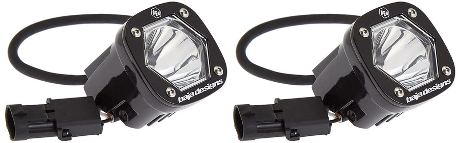 S1 Baja Designs LED Auxiliary Light Pods - Universal Fit with Wiring Harness, 2 LEDs (Spot; Clear)