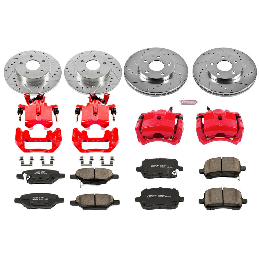 Power Stop Z23 Evolution Sport KC1618 1-Click Brake Kit with Powder Coated Calipers (Brake Pads, Drilled/Slotted Rotors)