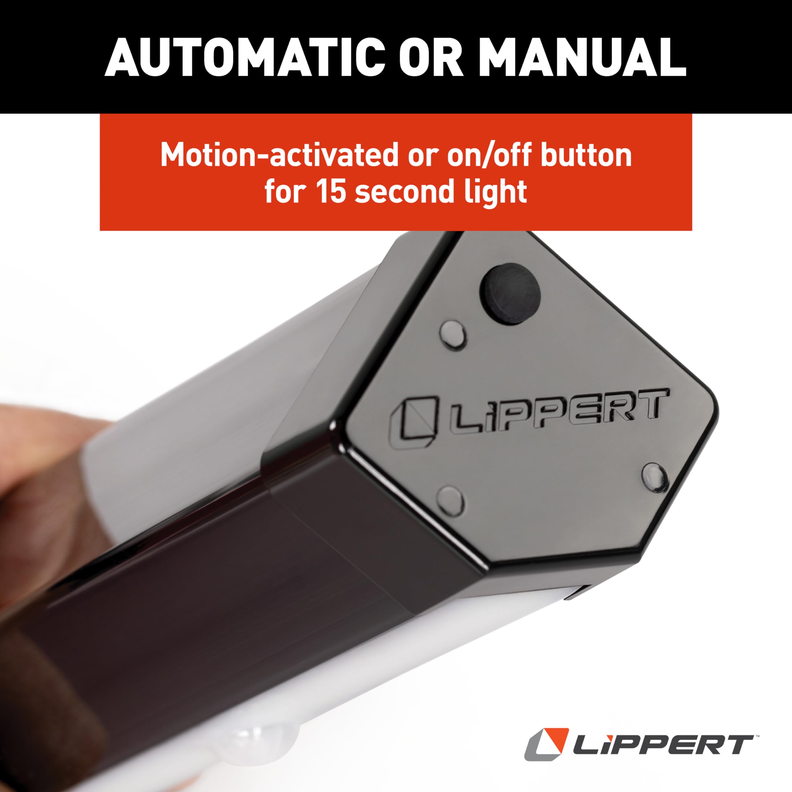 Lippert Motion-Activated Wireless LED RV Step Light with IP65 Rating, High-Strength Magnets for Magnetic Attachment, Adhesive-Backed Metal Plate, AA Batteries Not Included - 2022172335