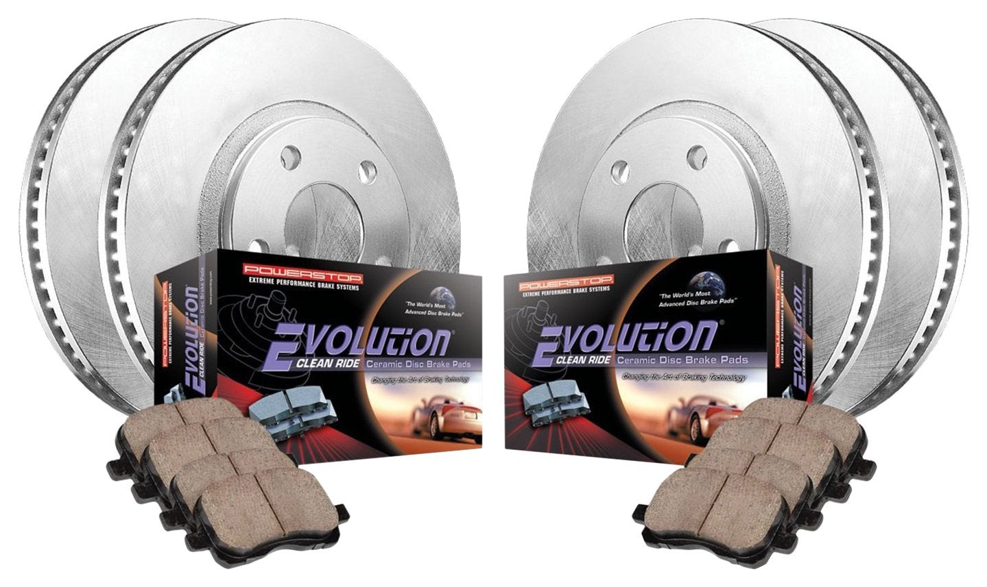 Power Stop Autospecialty KOE6943 Front and Rear Replacement Brake Kit-OE Brake Rotors & Ceramic Brake Pads