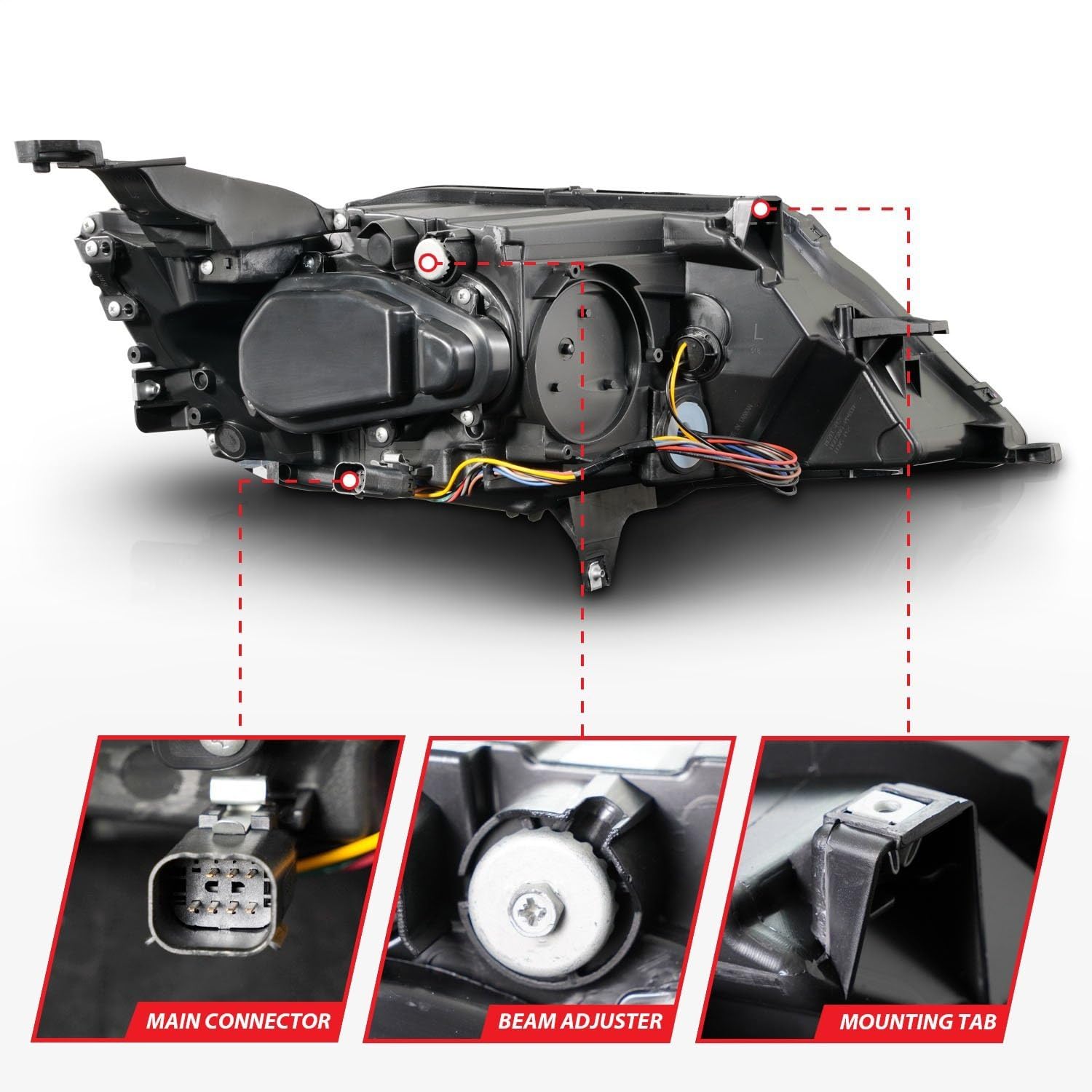 14-20 Chevrolet Impala Anzo Square Projector LED Bar Headlights w/Black Housing