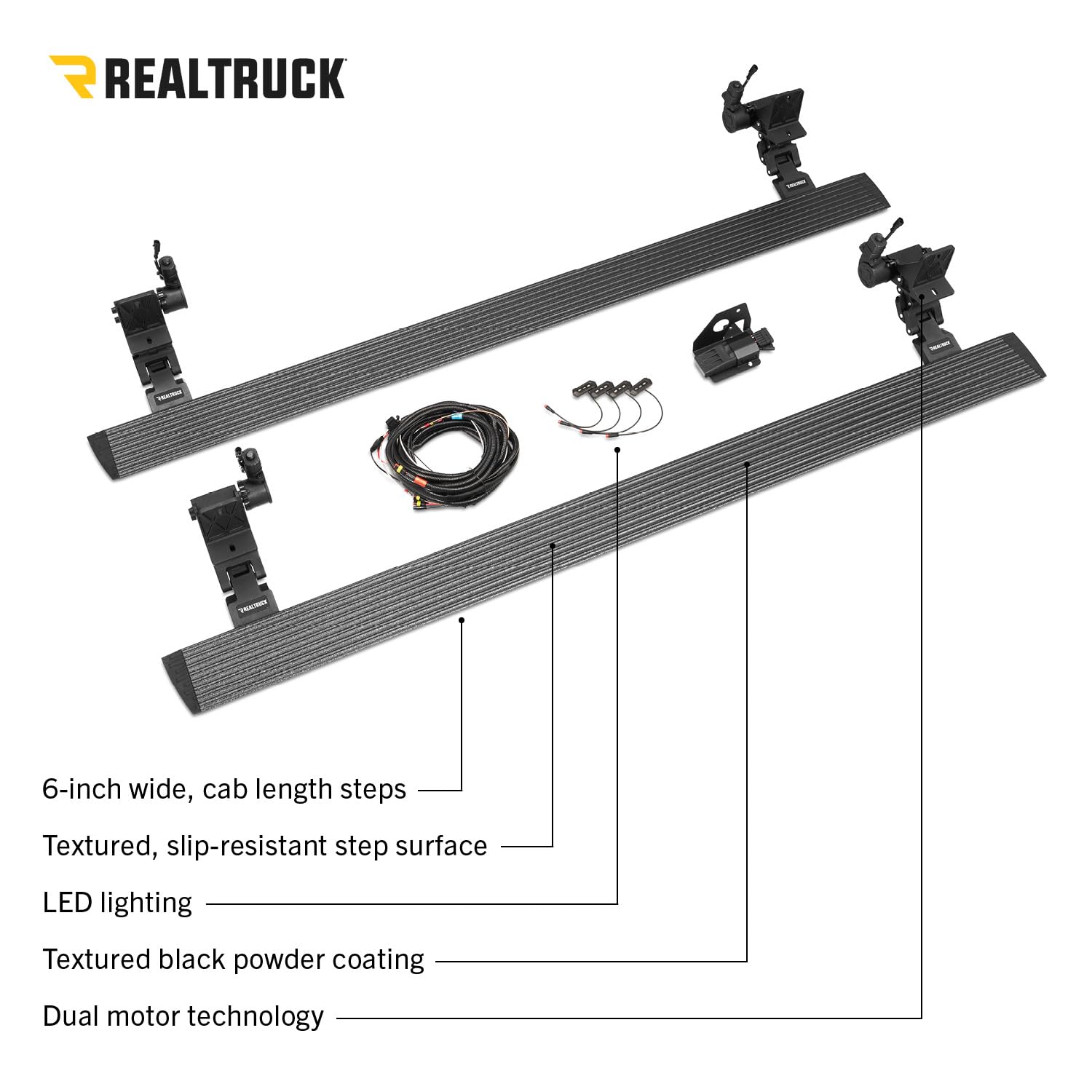 RealTruck Power Running Boards Volt for Jeep Wrangler JL (2018 - 2025) 2-Door | Aluminum, Textured Black | 20492752PC | Electric Powerstep & Retractable Steps