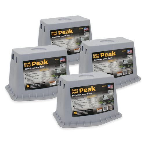 Stromberg Carlson Peak JBP-813.4 Base Pad - Trailer Jack Block – RV Pads – Travel Trailer Accessories – Tongue Jack Base – Leveling Block – Camper Accessories for RV Platform (4 Pack, Gray)