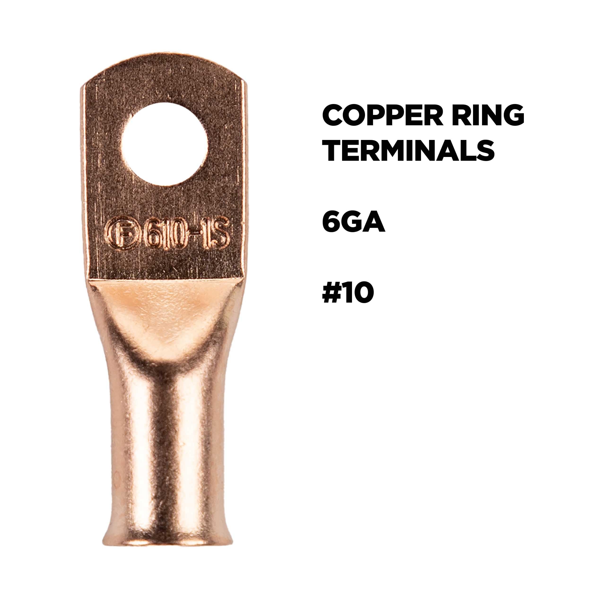 Copper Install Bay Uninsulated Ring Terminal 6 Gauge #10