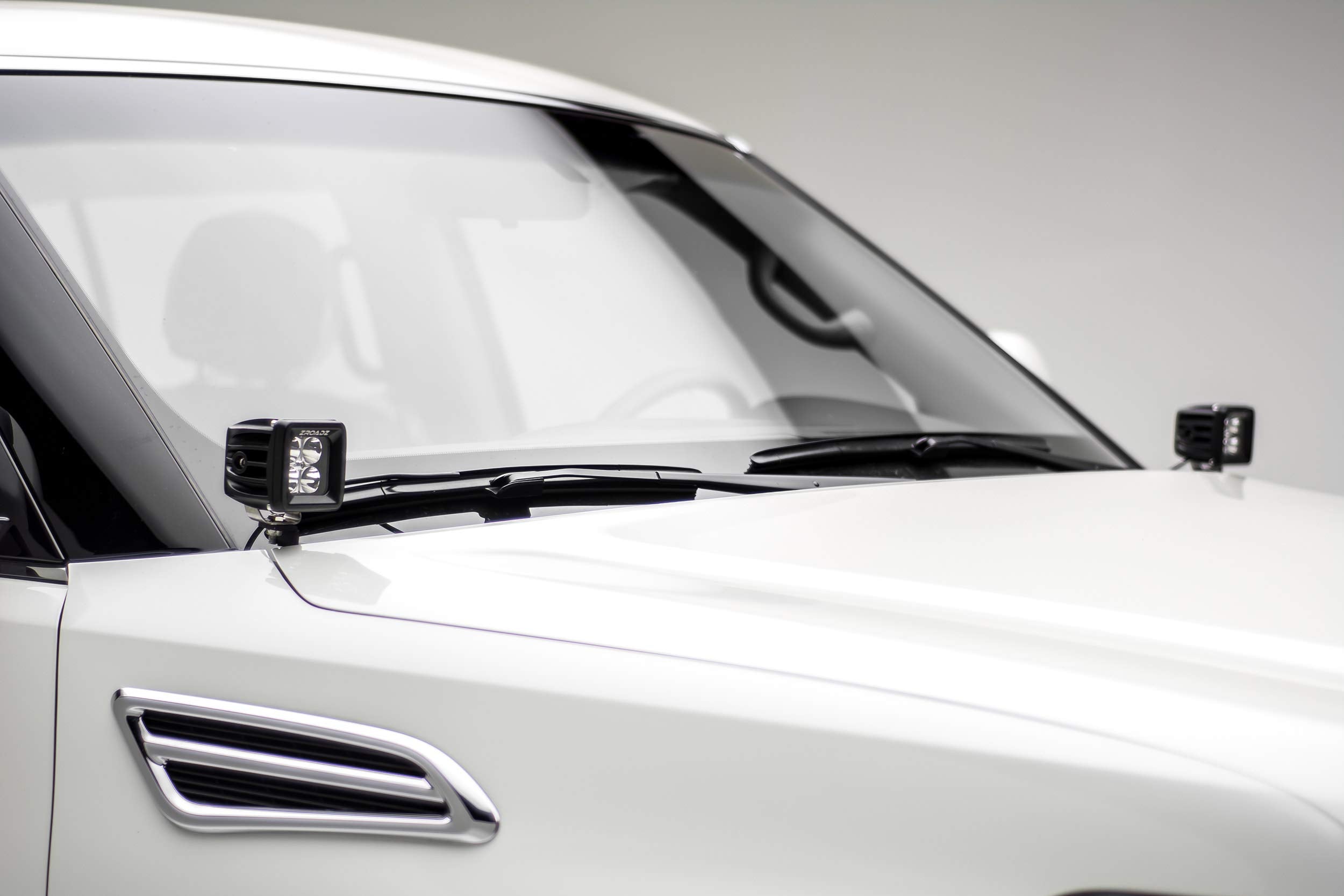 ZROADZ LED Mounting Bracket Ditch Hood Hinge - Compatible w/ 2012-2017 Nissan Patrol Y62 - to Mount (2) 3 Inch LED Pod Lights - Mild Steel Gloss Black - Bolt-On Easy Installation - PN #Z367871