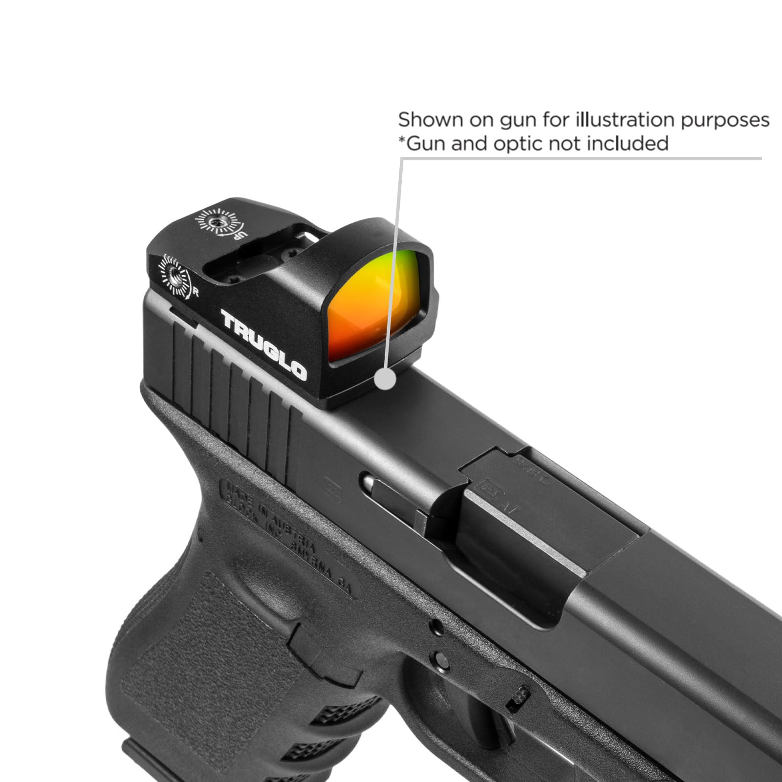 Pistol Red Dot Sight Mount TRUGLO | Tactical Hunting Shooting Lightweight Durable Compact Dot Optic Steel Mount Plate, 4-Post Mount | for Glock (Except 42/43)