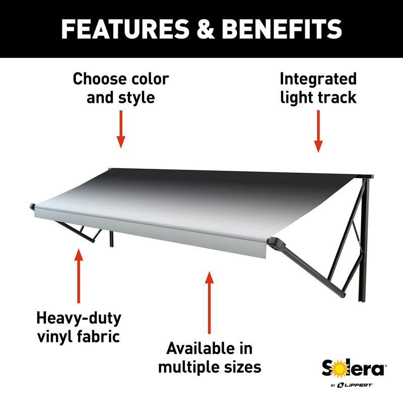 Lippert Solera RV Awning Roller and Fabric Assembly 12' Black/White V000211455
