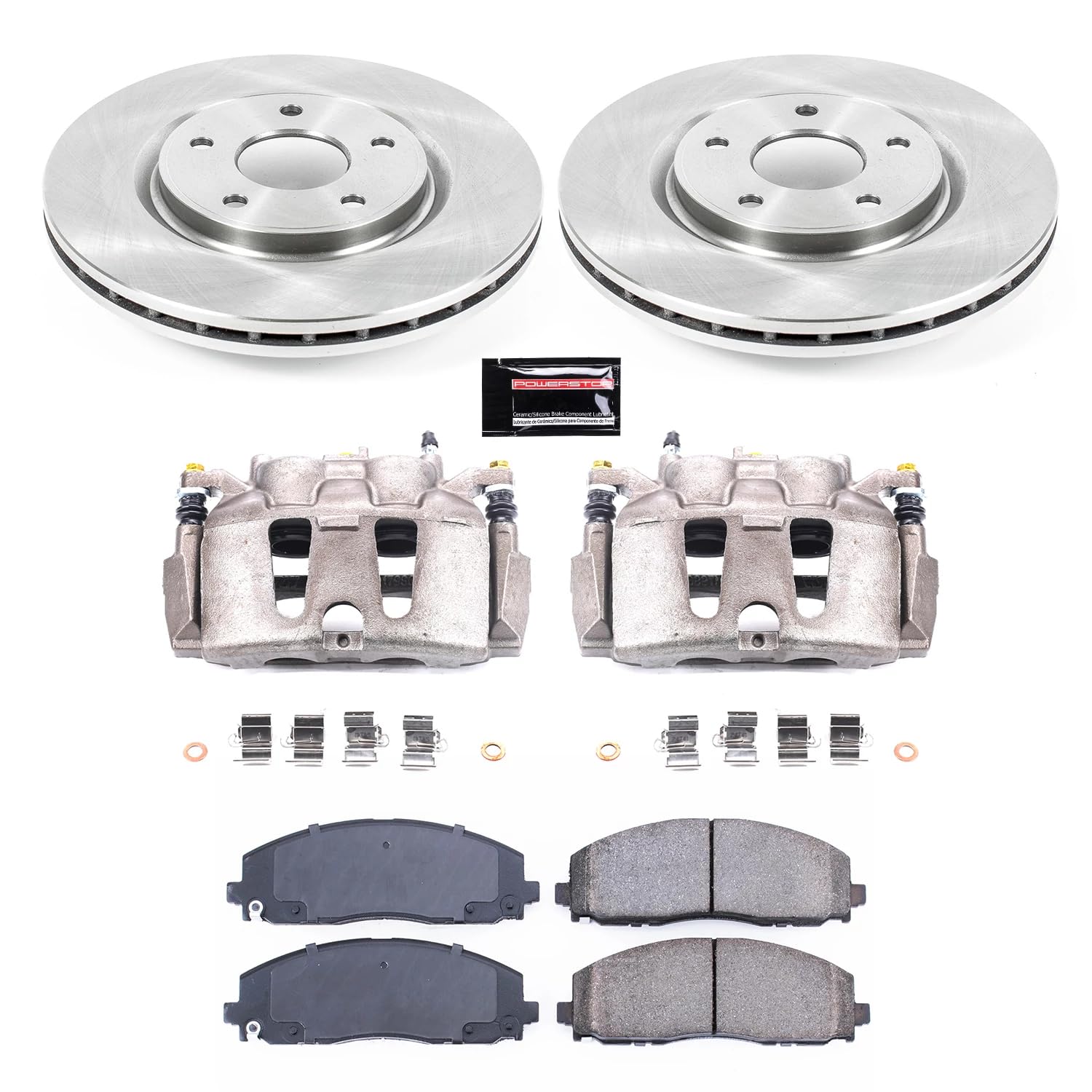 Power Stop KCOE5959 Replacement Autospeciality Front Caliper Kit- OE Rotors, Ceramic Brake Pads, Calipers For Pacifica, Town & Country, Voyager, Grand Caravan, Ram C/V, VW Routan [Model Specific]