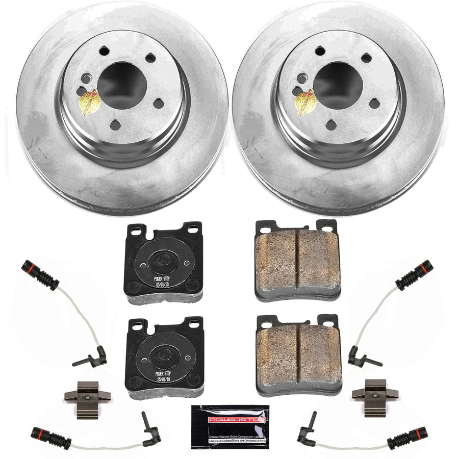 Power Stop CRK6472 Brake Rotor Coated and Ceramic Brake Pads- Rear For Mercedes-Benz C43 AMG 1998-2000, Mercedes-Benz SLK32 AMG 2002-2004 [Model Specific]