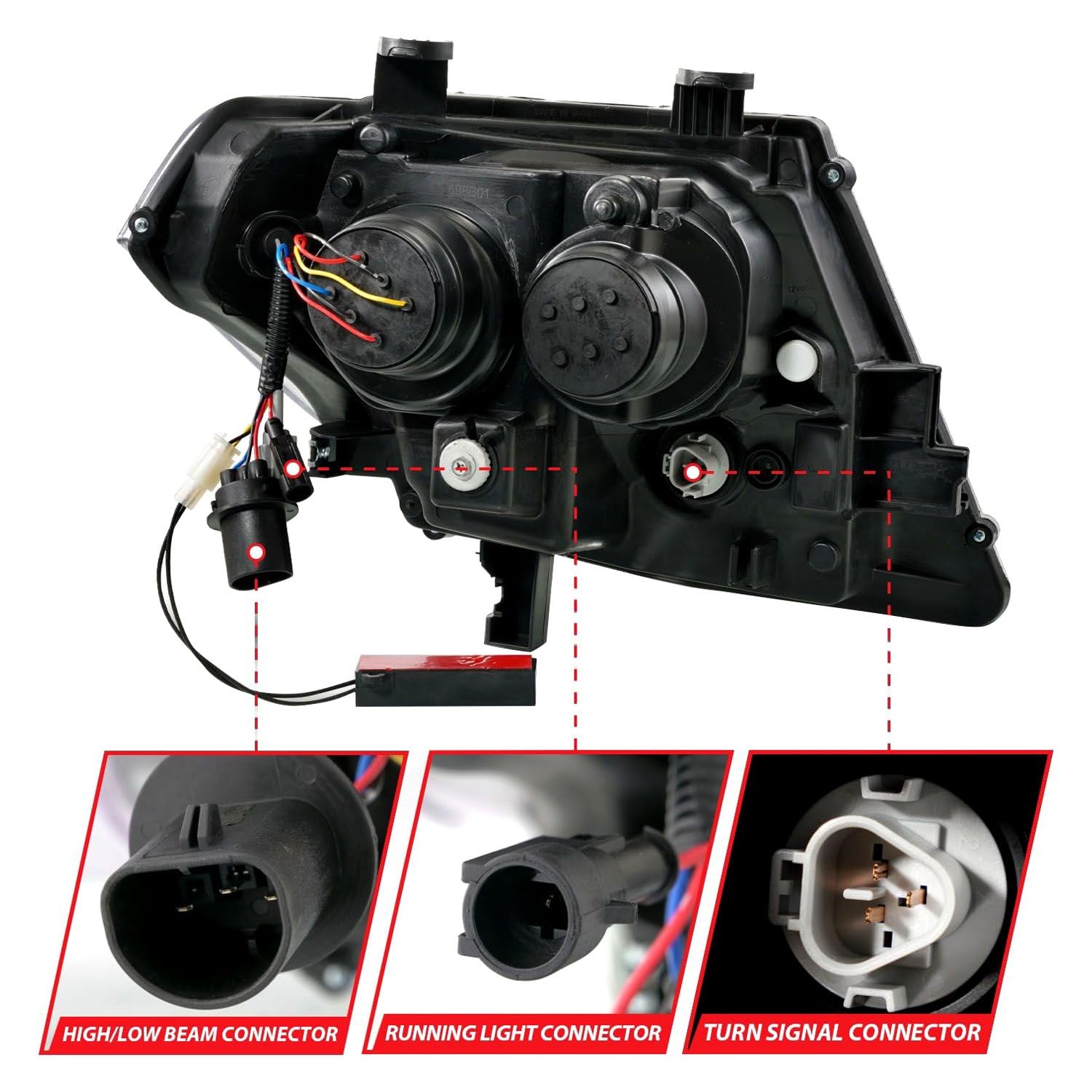 Black ANZO Projector Headlights With Sequential LED DRL