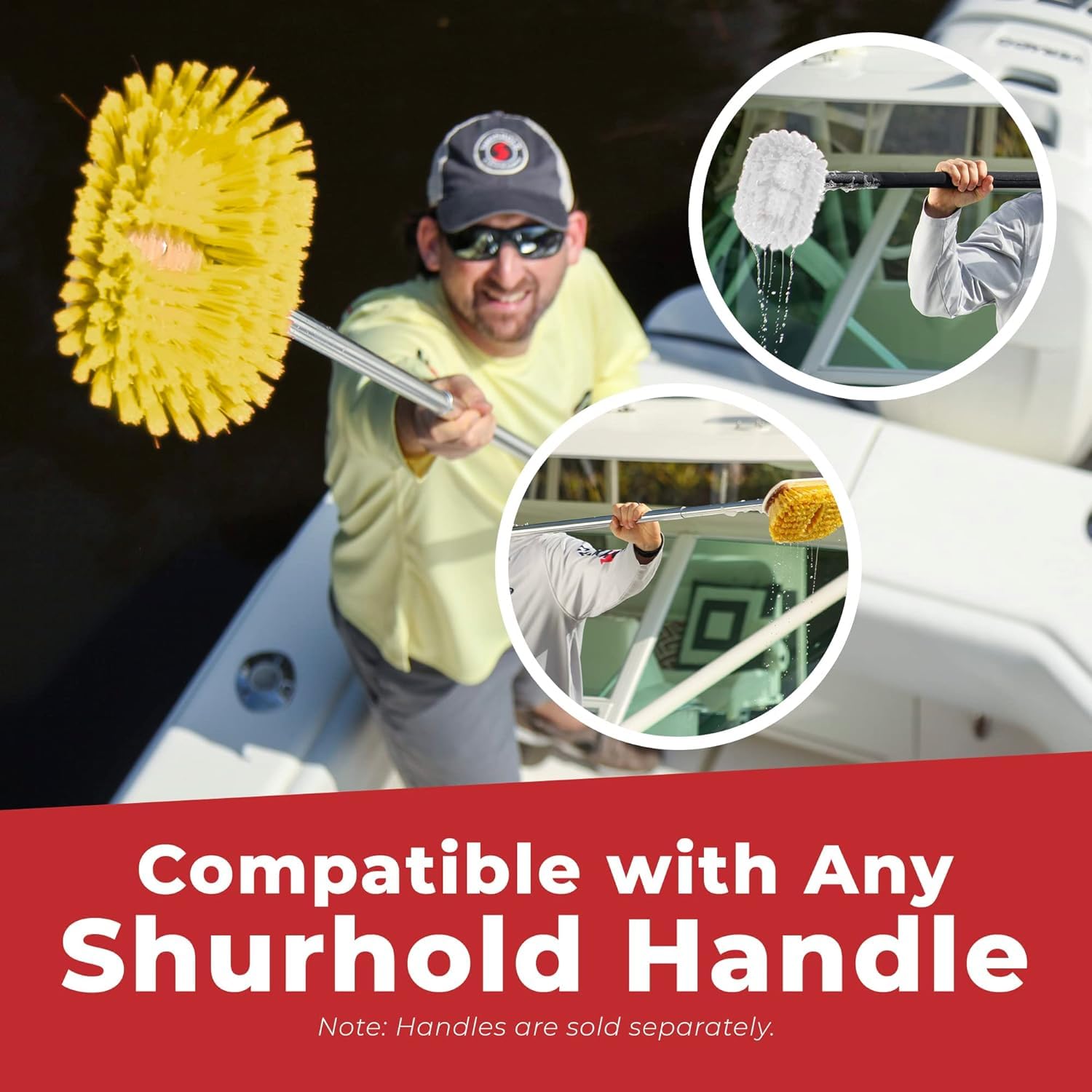 Classic Shurhold 6" Soft Bristle Boat Deck Brush, Safe for Use on Gelcoat, Fiberglass and Painted Surfaces, Attachable to Any Handle