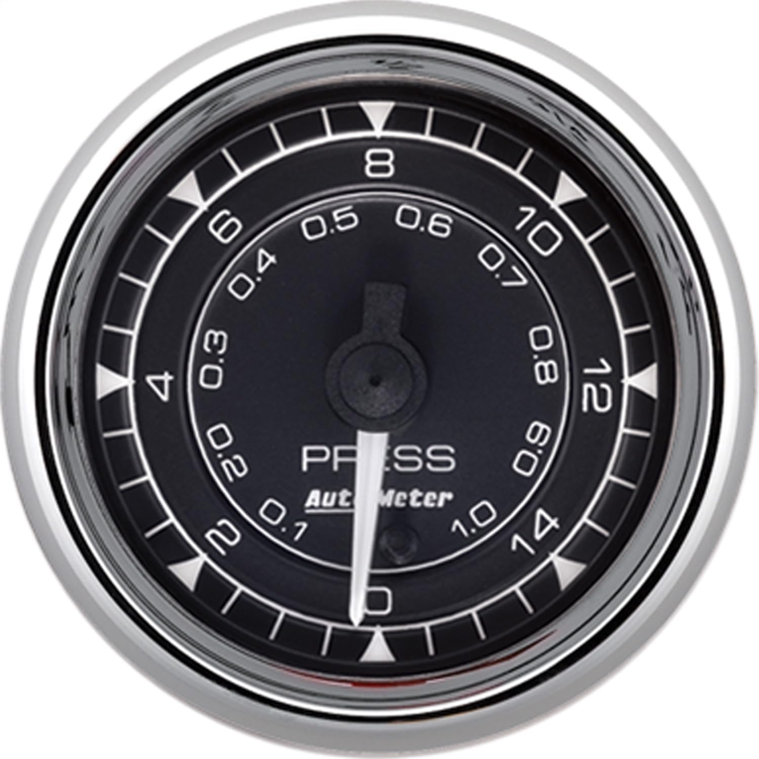 Pressure Gauge Auto Meter 9762, 15PSI, Digital Stepper, Chrono Chrome