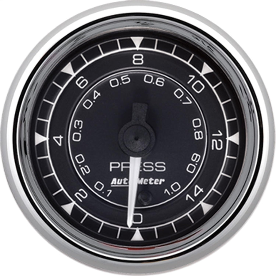 Pressure Gauge Auto Meter 9762, 15PSI, Digital Stepper, Chrono Chrome