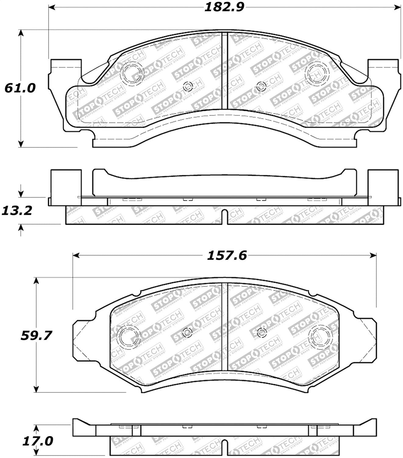 Brake Pads Stoptech 305.03750 with Hardware Street Select