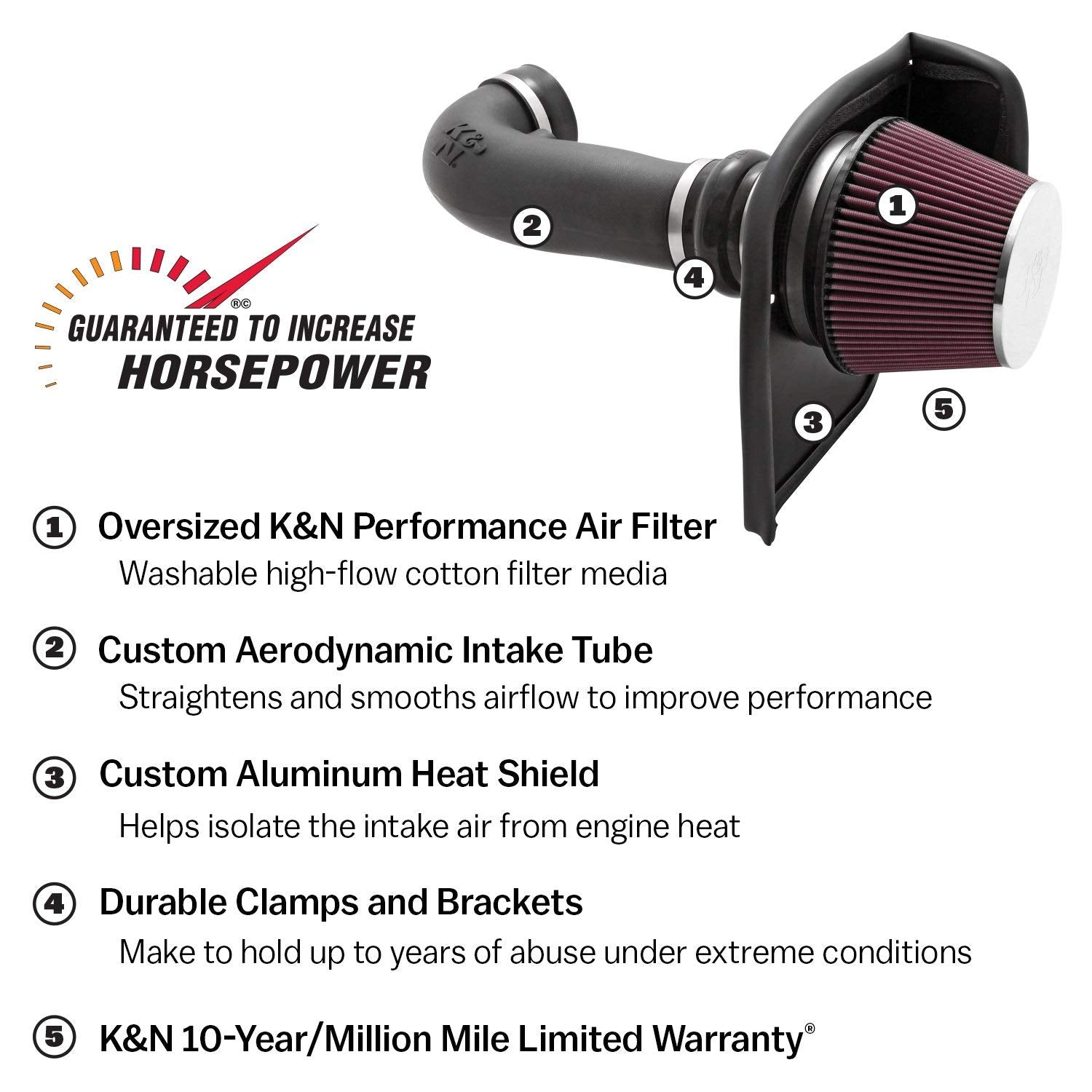 Cold Air Intake System K&N: High-Flow Air Filter, Increase Performance & Acceleration: Compatible with 2001-2005 Lexus: IS300, 57-9018