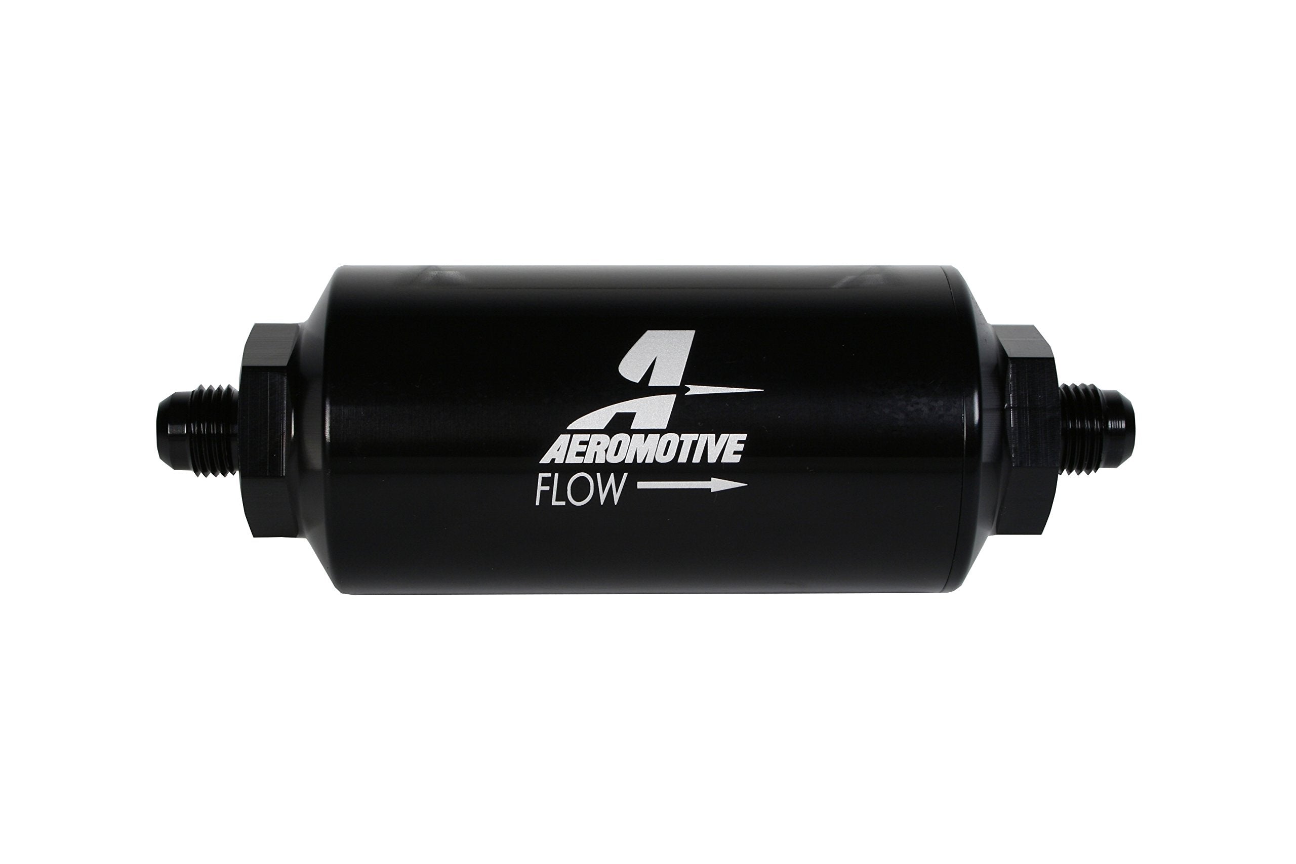 In-Line Aeromotive 12390 Filter, AN-06, 238 micron stainless steel element, Black Anodize Finish