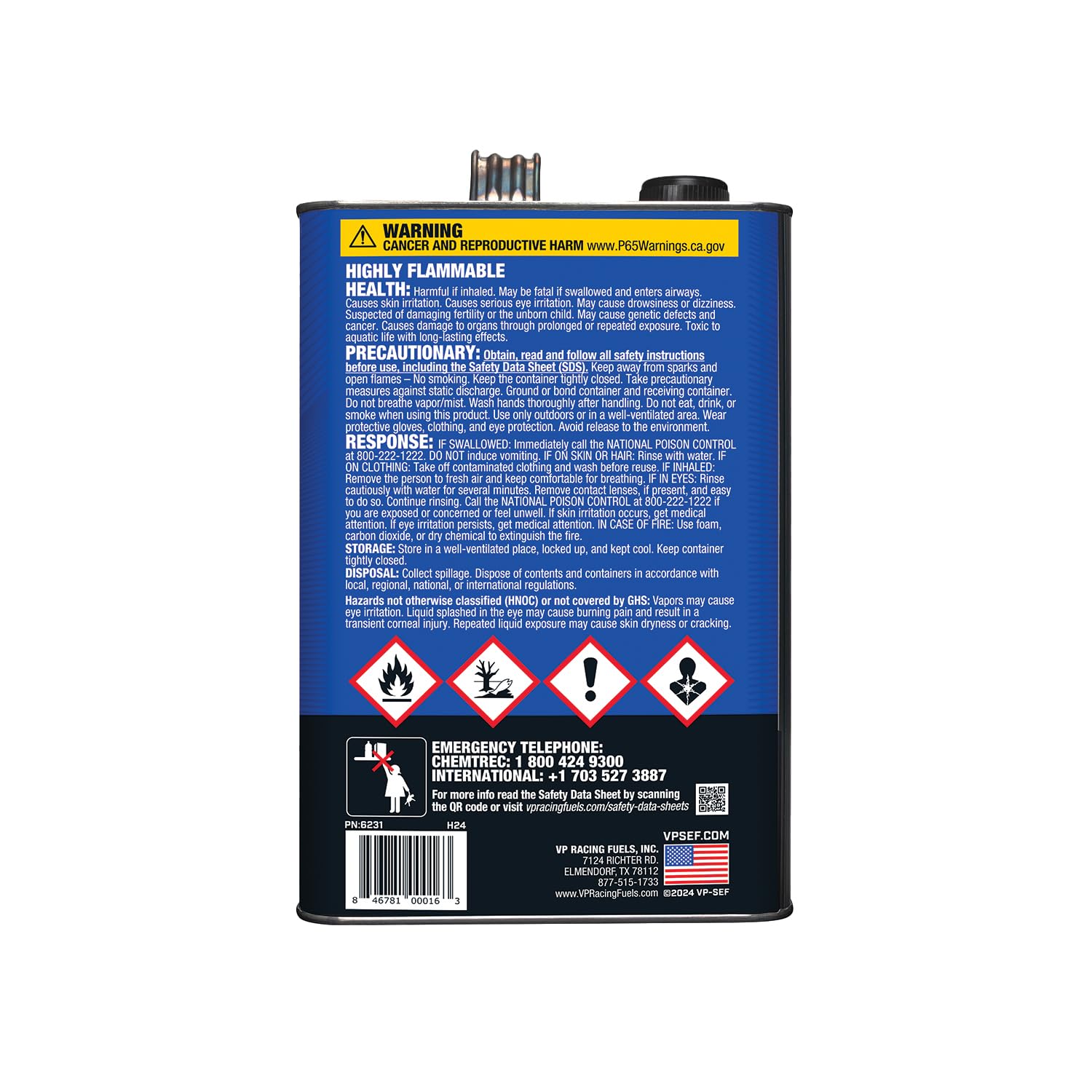 Ready to Use VP Racing Fuels 6231, 50:1 Premixed 2-Cycle Small Engine Fuel (SEF) - Gallon