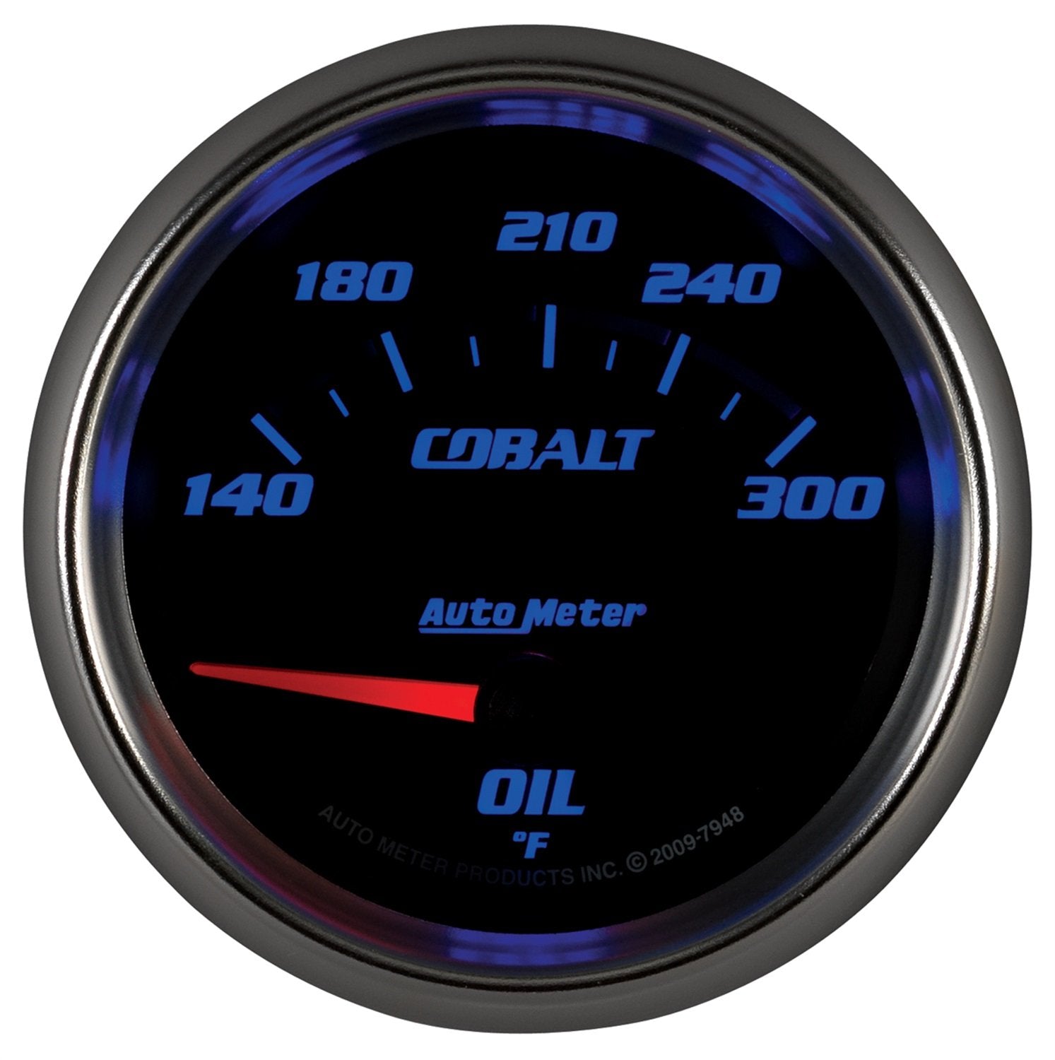 Auto Meter Cobalt 7948 2-5/8" 140-300 Degree F Short Sweep Electric Oil Temperature Gauge