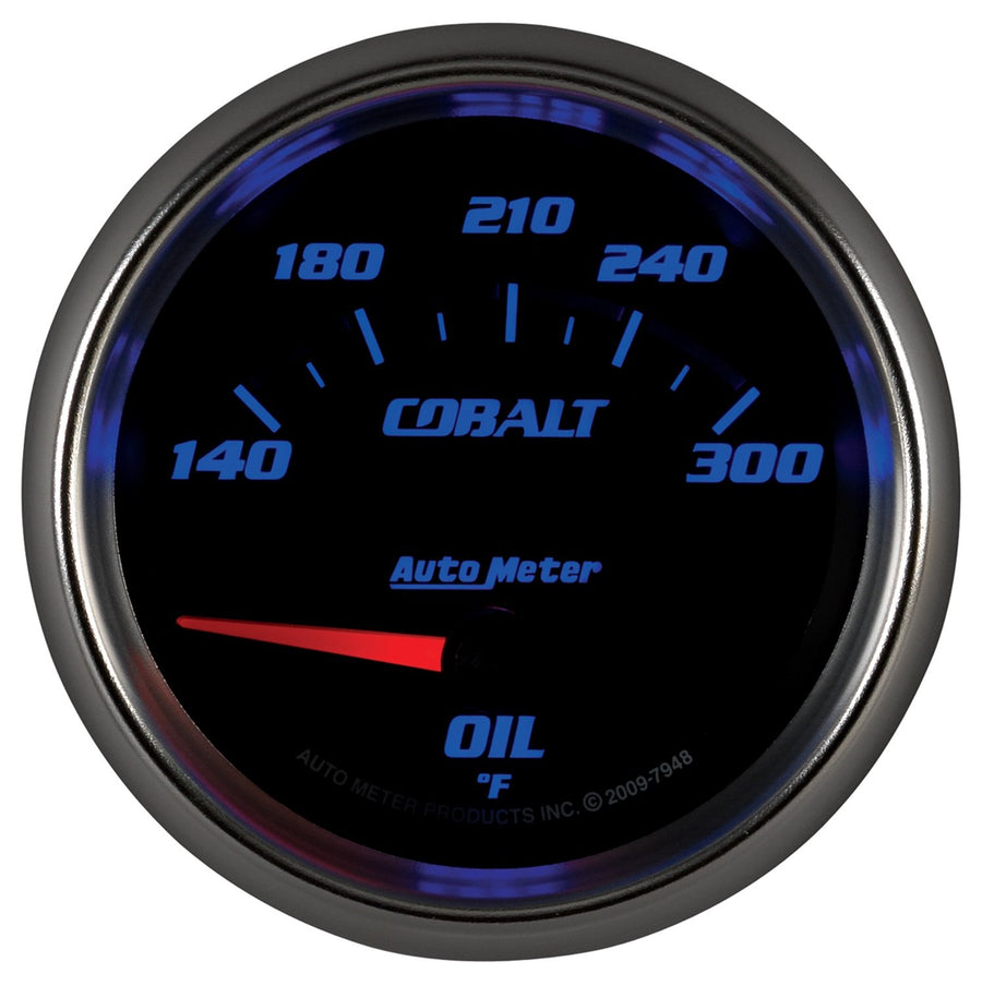 Auto Meter Cobalt 7948 2-5/8" 140-300 Degree F Short Sweep Electric Oil Temperature Gauge