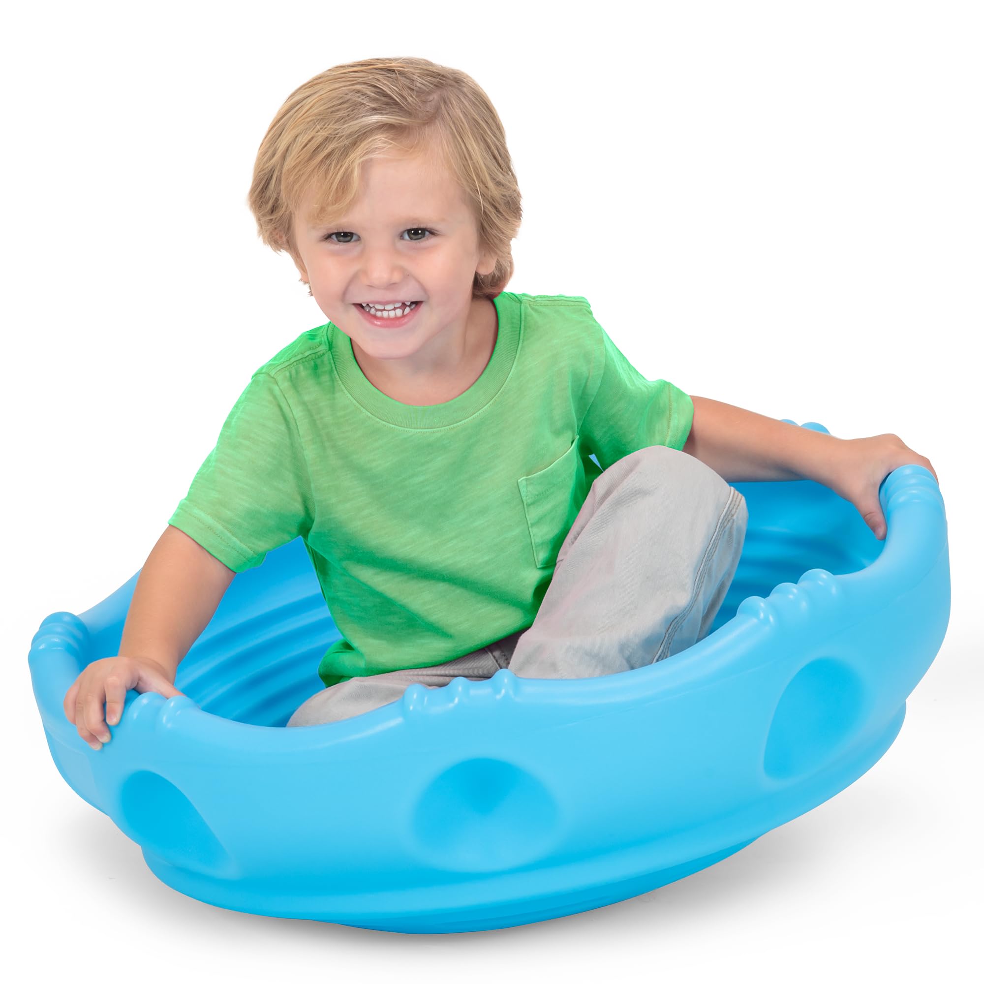 Simplay3 Rock Around Two Sided Wobble Disk and Climbing Dome for Toddlers and Kids - Rocking and Climbing - Indoor/Outdoor, Made in USA (Blue, 1 Pack)