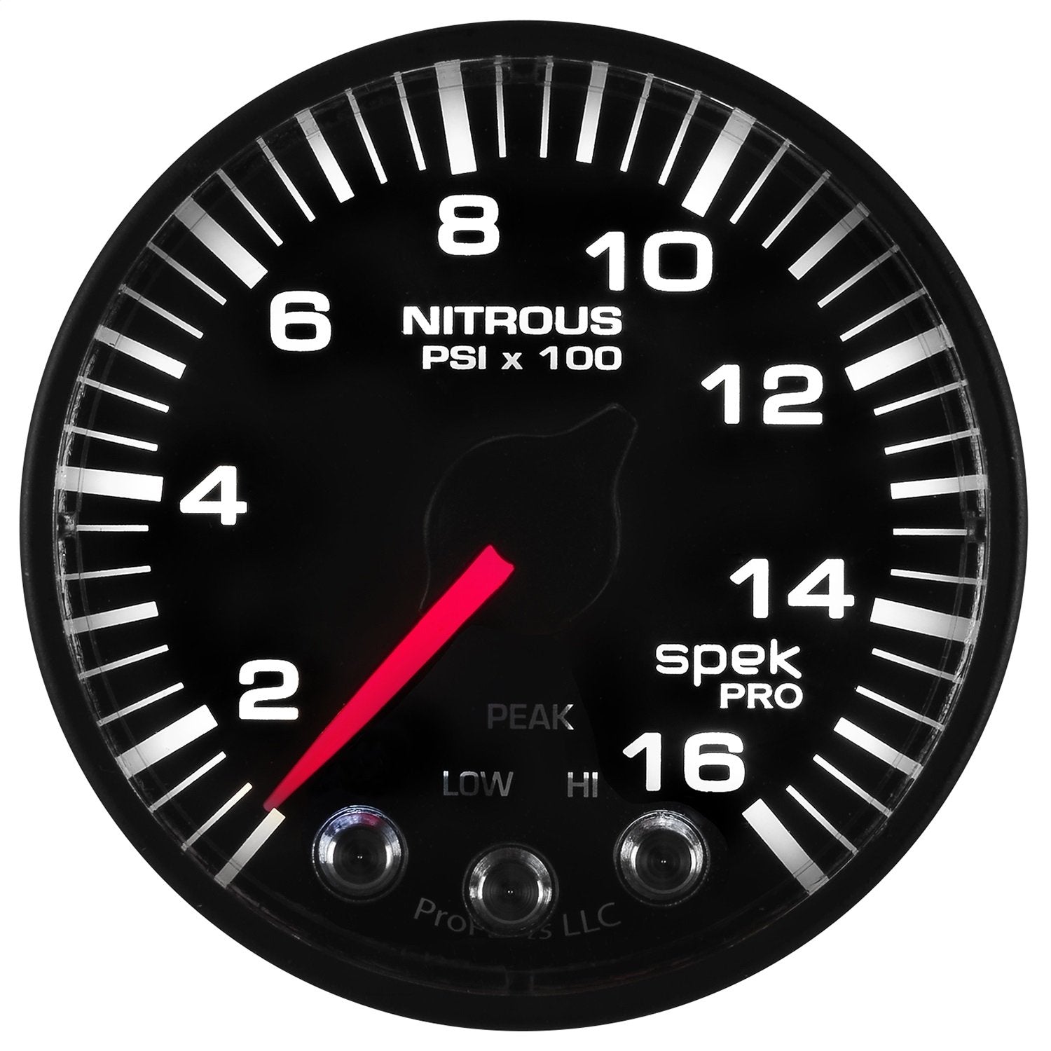 Nitrous Press AutoMeter P320328 Gauge (Spek-Pro 2 1/16", 1600Psi, Stepper Motorwith Peak & Warn, Blk/Blk, Spek-Pro)