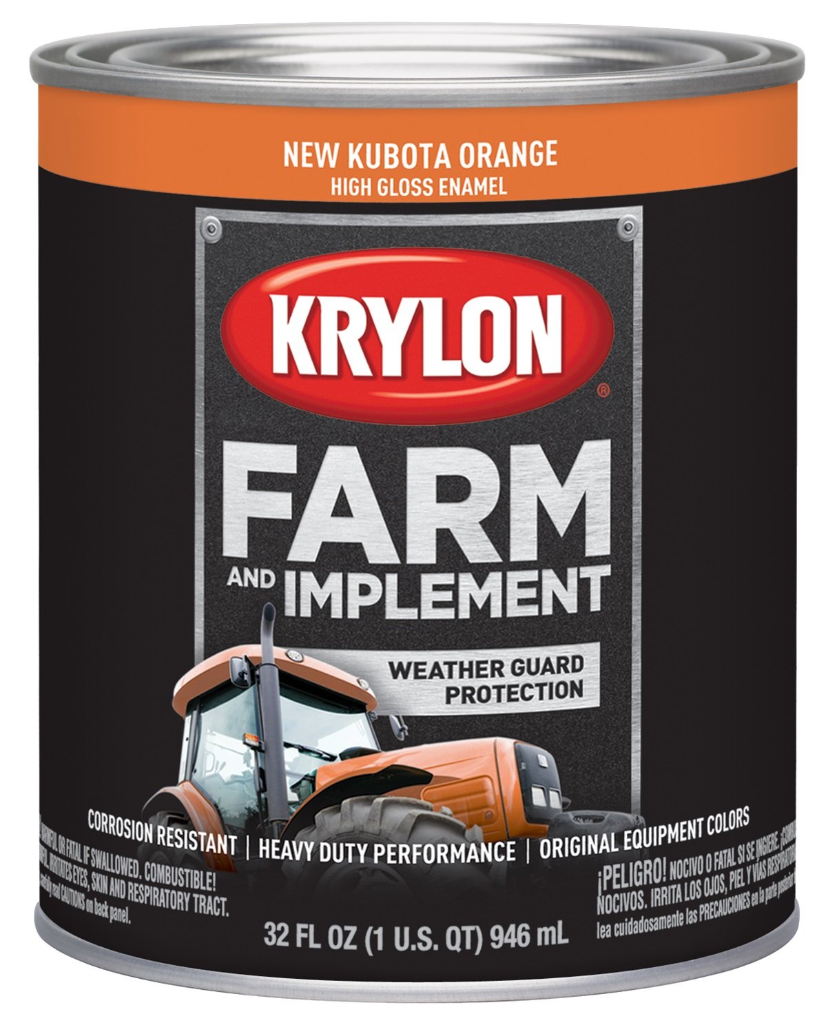 Krylon® 2043 Brush Farm & Implement, High Gloss, New Kubota Orange, 1 Quart Architectural Paints