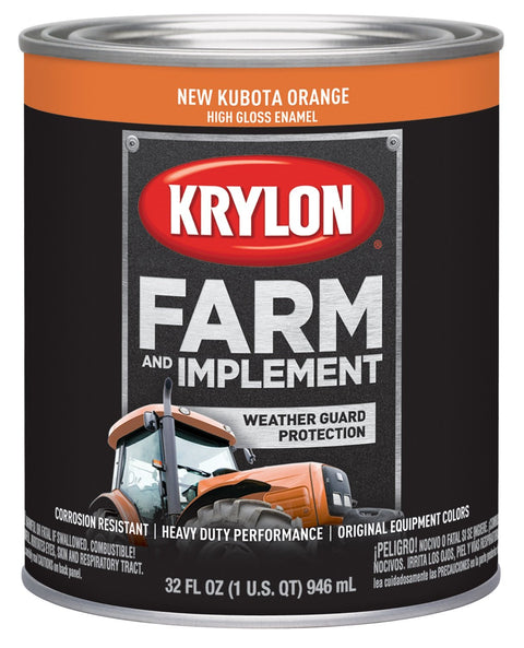 Krylon® 2043 Brush Farm & Implement, High Gloss, New Kubota Orange, 1 Quart Architectural Paints