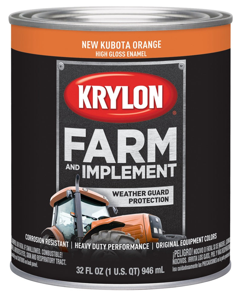 Krylon® 2043 Brush Farm & Implement, High Gloss, New Kubota Orange, 1 Quart Architectural Paints