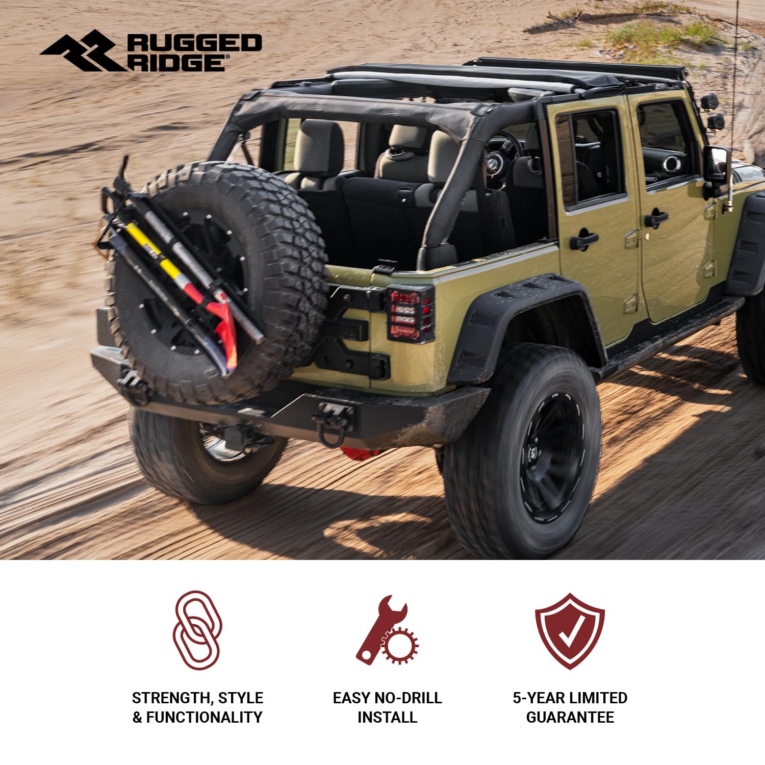 Rugged Ridge Rear Bumper, XHD | Modular Full-Width, Steel, Textured Black | 11546.20 | Fits 2007-2018 Jeep Wrangler JK