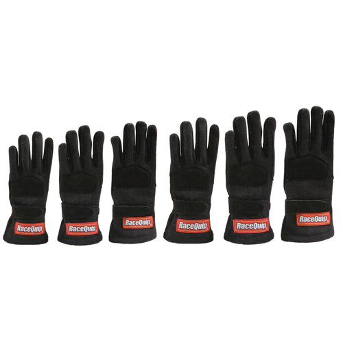 3550093RQP RaceQuip 355 Series Driving Gloves SFI 3.3/5 Black/Black kids Medium