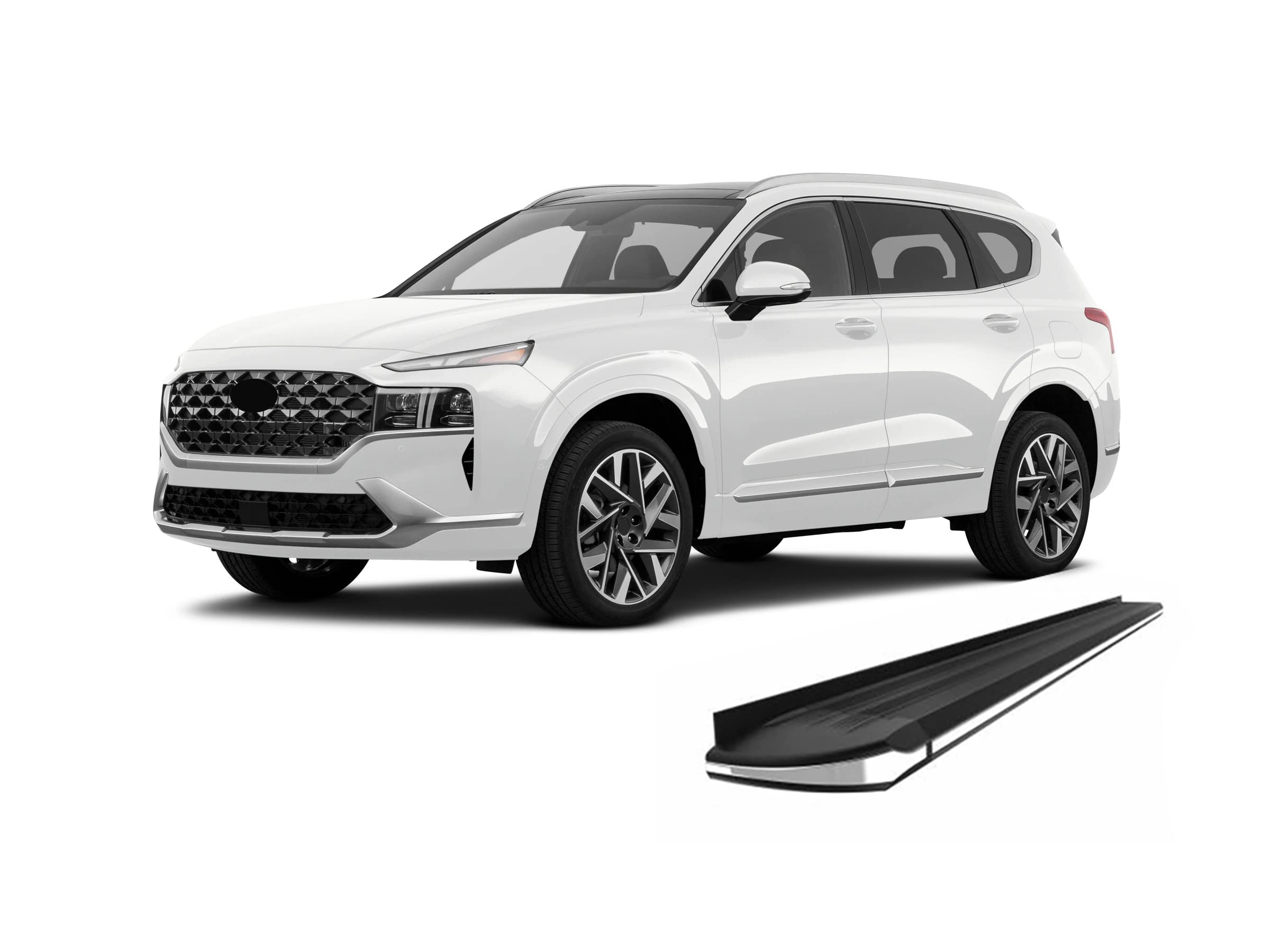 Black Horse Off Road Exceed Black Aluminum Running Boards Compatible with 2019-2021-Hyundai Santa Fe EX-HY269