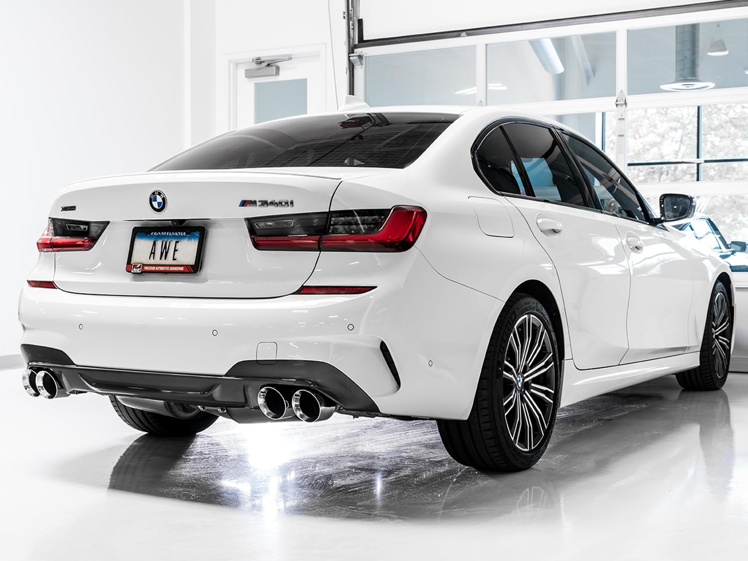 2019+ BMW M340i (G20) AWE Tuning Track Edition Exhaust - Quad Chrome Silver Tips - 3020-42078