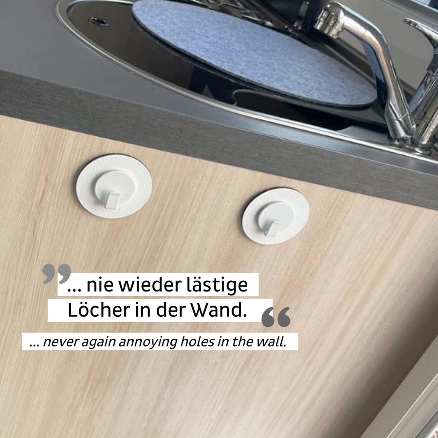 Clever Magnetic Hook silwy® with Metal Nano Gel Pad in 6.5 cm White - No Drilling or Screwing Again - Perfect for Camping, Boating or Home