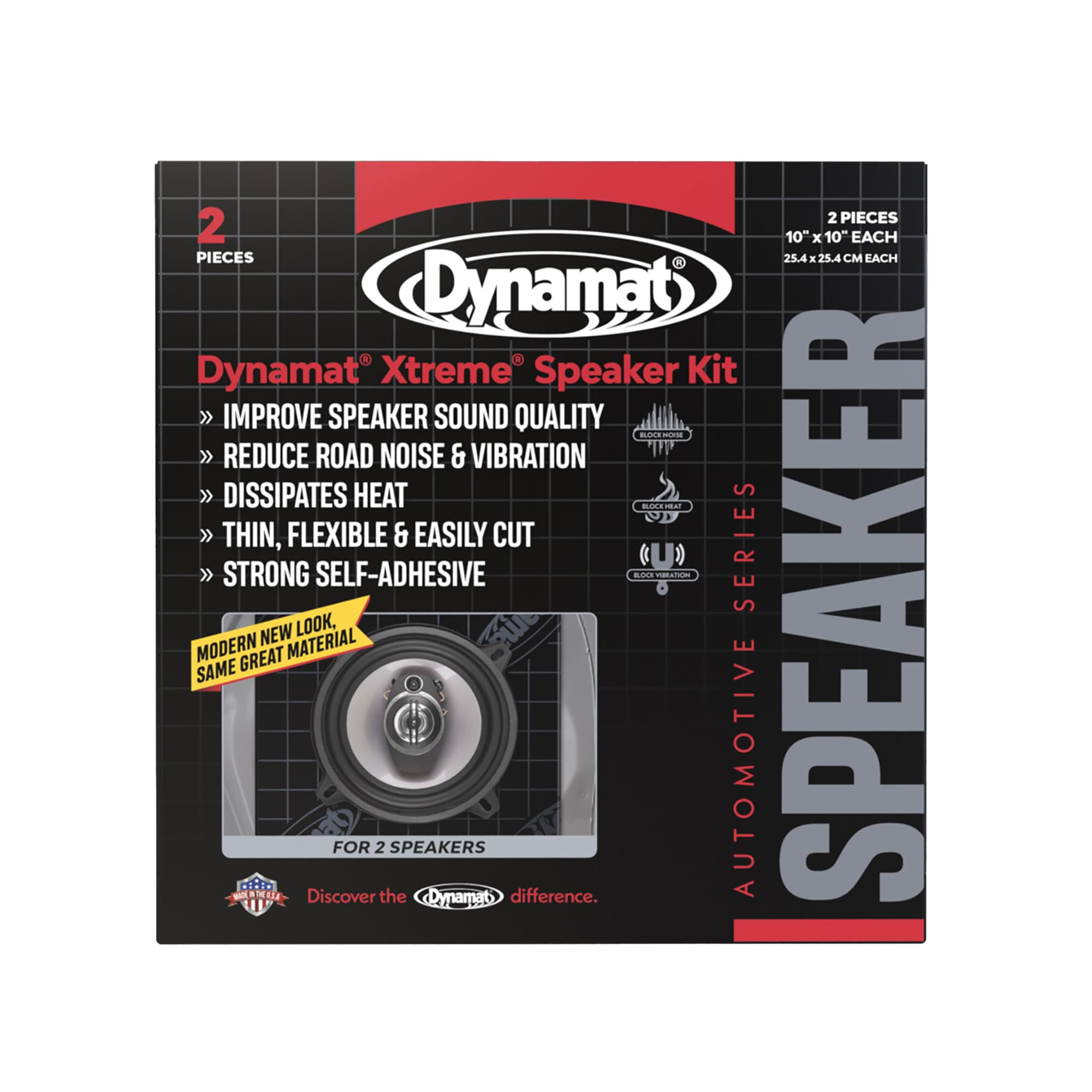 Dynamat Xtreme Car Insulation Sound Deadening Speaker Pack 10415 – Pre Cut Noise Dampening Kit for Audio Speakers – Easy Self Adhesive Install – Made in USA – 2 Sheets 10”x10” Each, 1.4 sq ft total