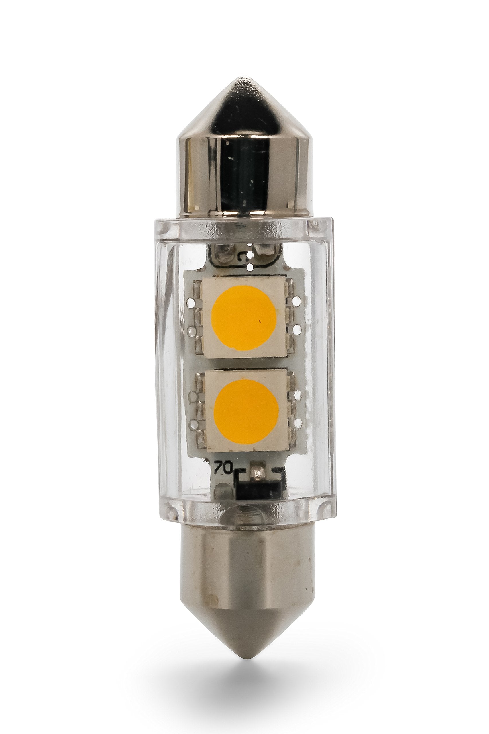 LED Camco Replacement Bulb | Replaces 211-2 (Festoon) 336mm Length Style Light Bulbs | Features 2 Individual Lights for Bright White Light | 12V, 1 Bulb (54637)