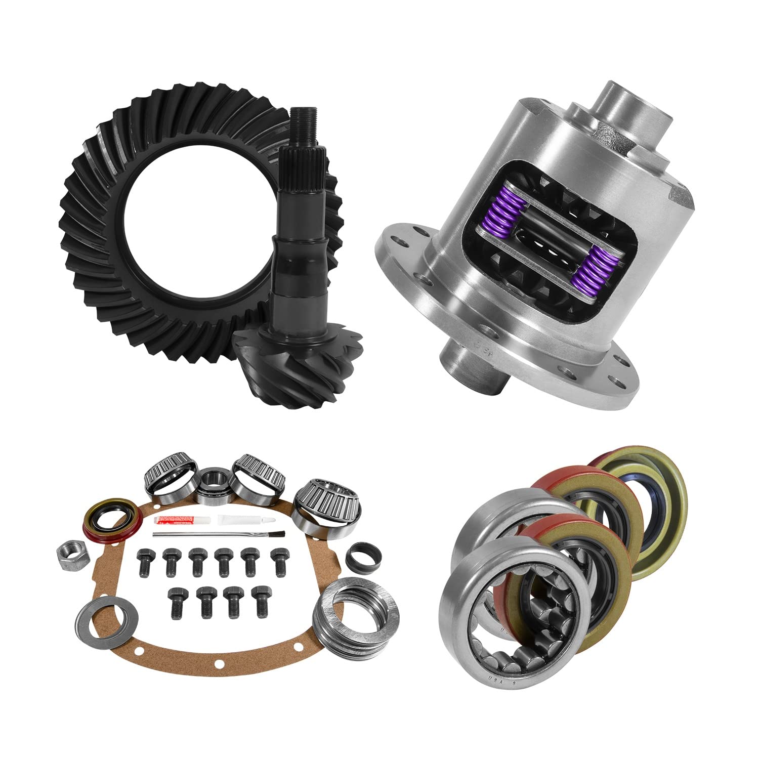 3.42 Rear Ring & Pinion, 7.5/7.625 GM Install Kit, 28spl Posi, Axle Bearings