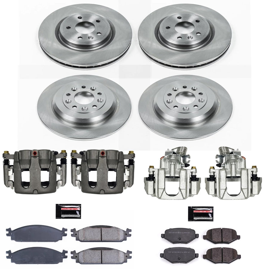 Power Stop KCOE5510A Replacement Autospeciality Front and Rear Caliper Kit- OE Rotors, Ceramic Brake Pads, Calipers For Ford Flex 2010-2011 [Model Specific]