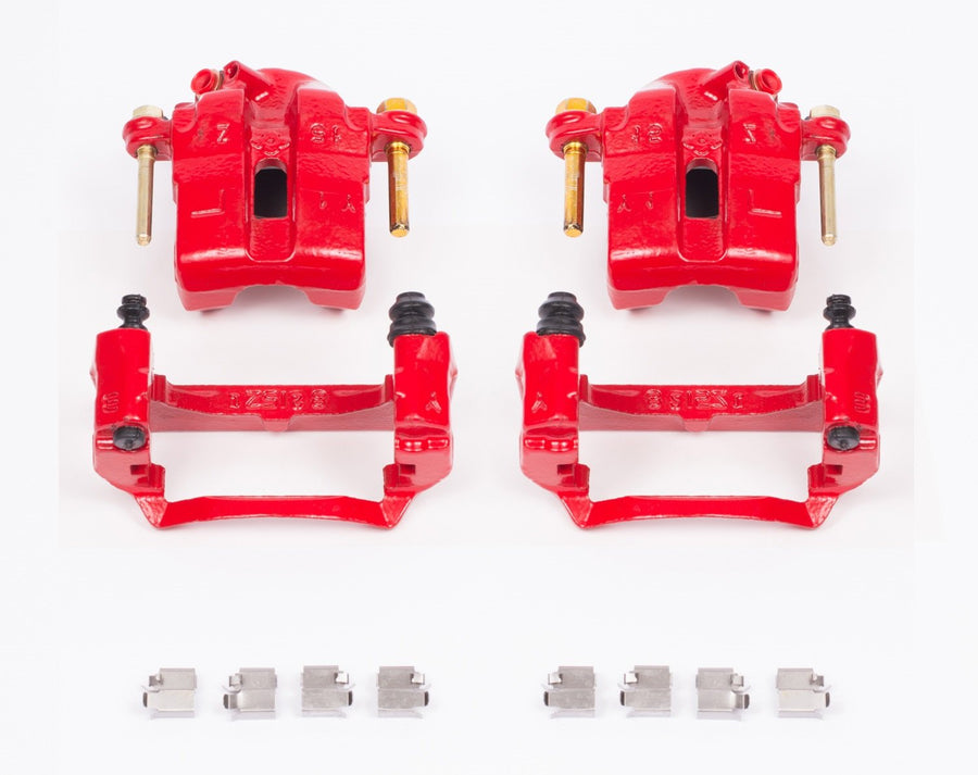 Power Stop S1704 Front Pair of High-Temp Red Powder Coated Calipers For Mazda Miata 1994-1997, Mazda Miata 1999-2005 [Model Specific]