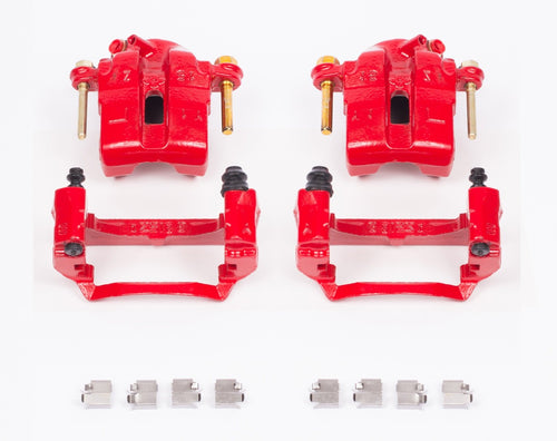 Power Stop S1704 Front Pair of High-Temp Red Powder Coated Calipers For Mazda Miata 1994-1997, Mazda Miata 1999-2005 [Model Specific]