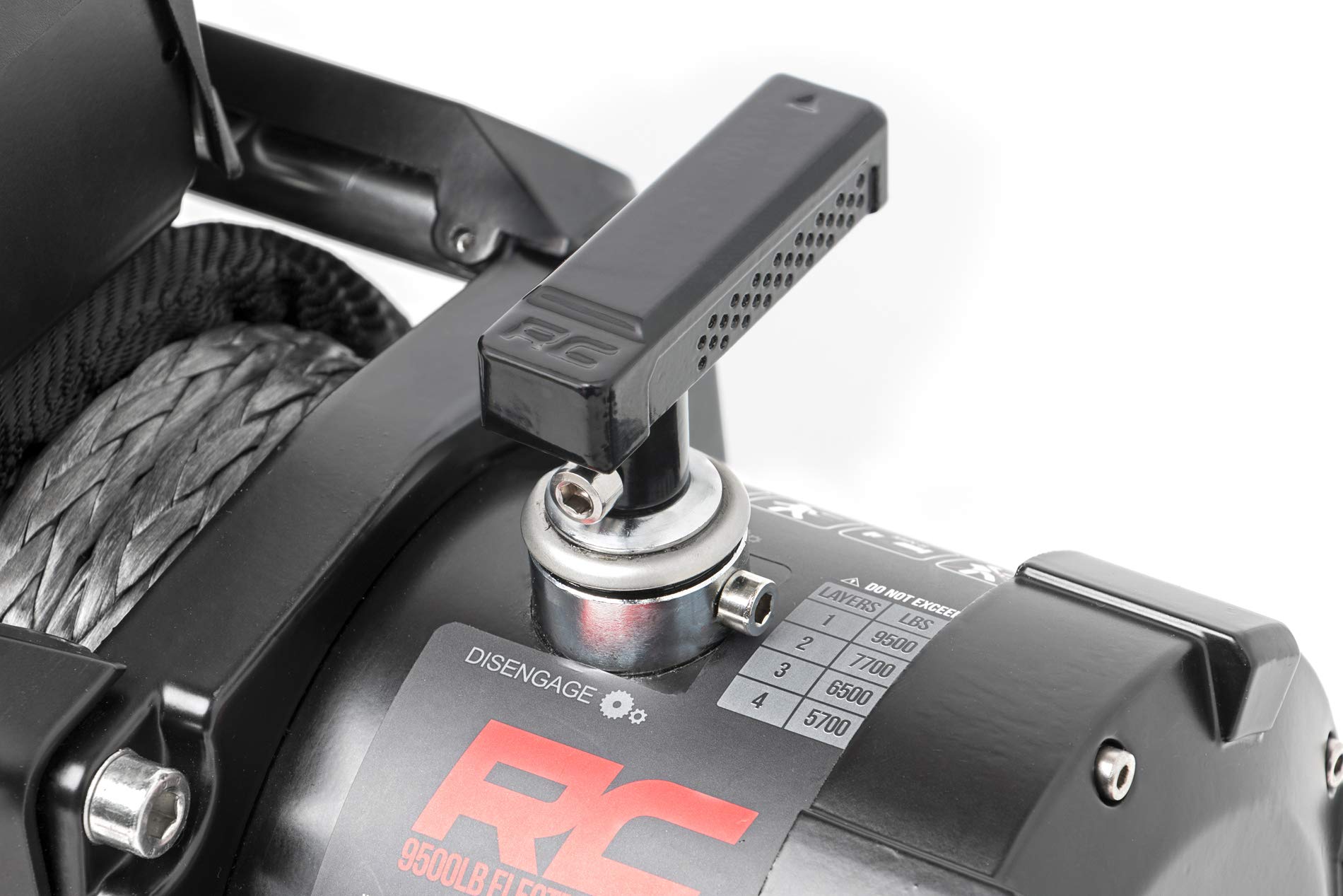 PRO Series Rough Country 9,500LB Winch with Synthetic Rope - 12V Waterproof 5.5HP Electric Winch for Jeeps, Trucks, Off Road Recovery Winch with Remote
