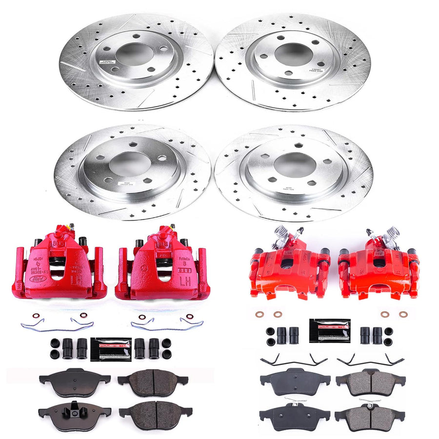 Power Stop Z23 KC126C, Daily Driver Front and Rear Brake Caliper Kit-Drilled/Slotted Rotor, Brake Pads & Calipers For Mazda 3 2008-2013 [Model Specific]