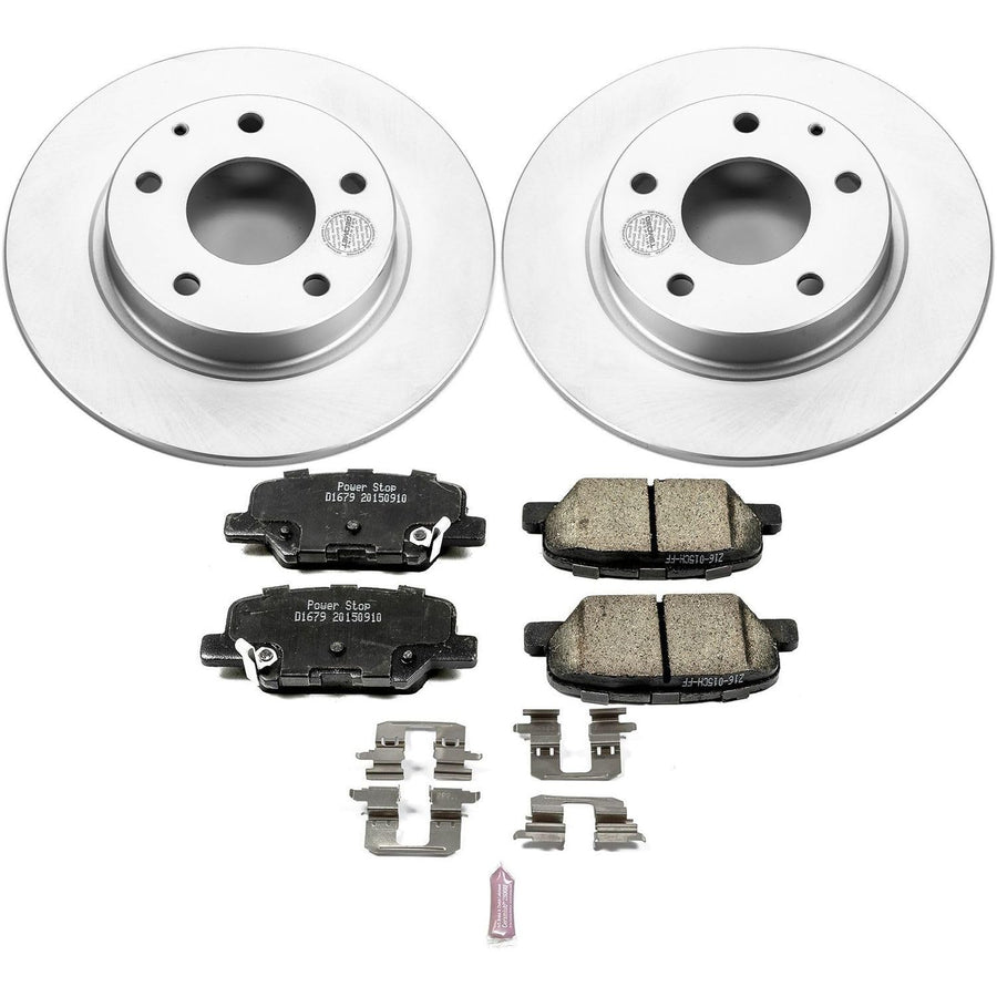Power Stop Coated CRK6962 Brake Rotor and Ceramic Brake Pads- Rear For Mazda 3 2014-2016 [Model Specific]