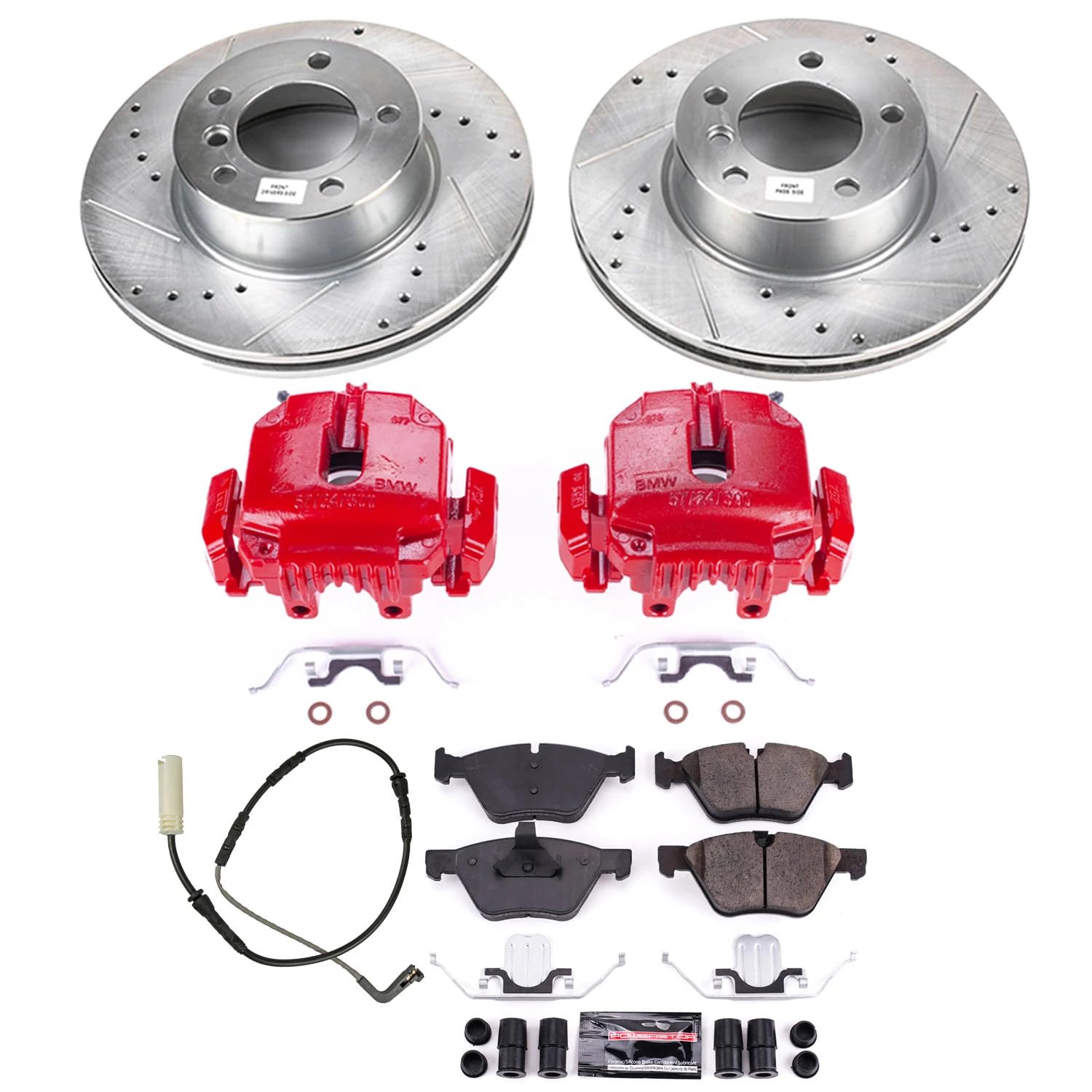 Power Stop Z23 Evolution KC4590 Front Caliper Kit-Drilled/Slotted Rotors, Carbon Ceramic Brake Pads & Calipers For BMW 328i 2007, BMW 328xi 2007 [Model Specific]