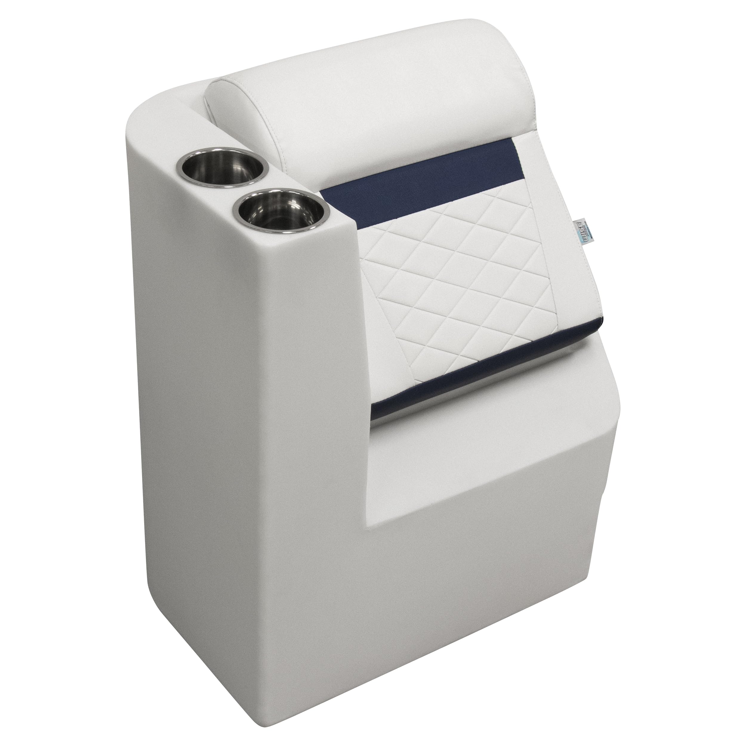 Wise DLX Series Pontoon Left Radius Lean Back Recliner - White/Mariner Blue DLX1305L-1904
