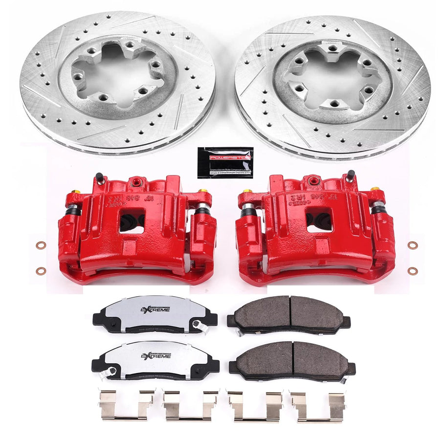Power Stop Z36 KC2066-36 Truck & Tow Front Brake Caliper Kit- Brake Rotors, Brake Pads, Brake Calipers For Chevy Colorado, GMC Canyon, Isuzu i-, Isuzu i-290, Isuzu i-, Isuzu i-370 [Model Specific]