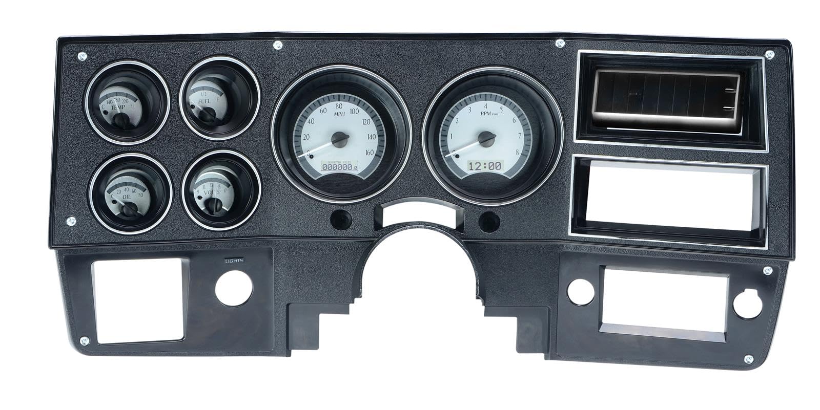 Dakota Digital VHX Analog Dash Gauges System 73-87 Chevy GMC Pickup Truck Silver Alloy White VHX-73C-PU-S-W