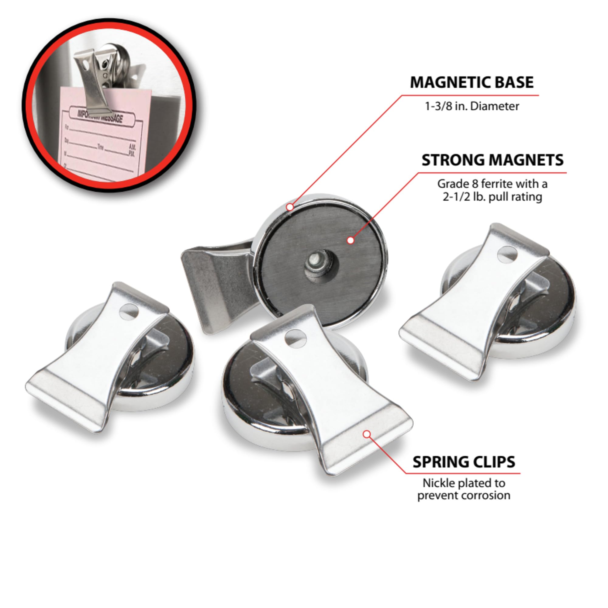 Magnetic Clips Performance Tool W12528 (4 Pieces) - Strong Hold, Perfect for Home and Office Use
