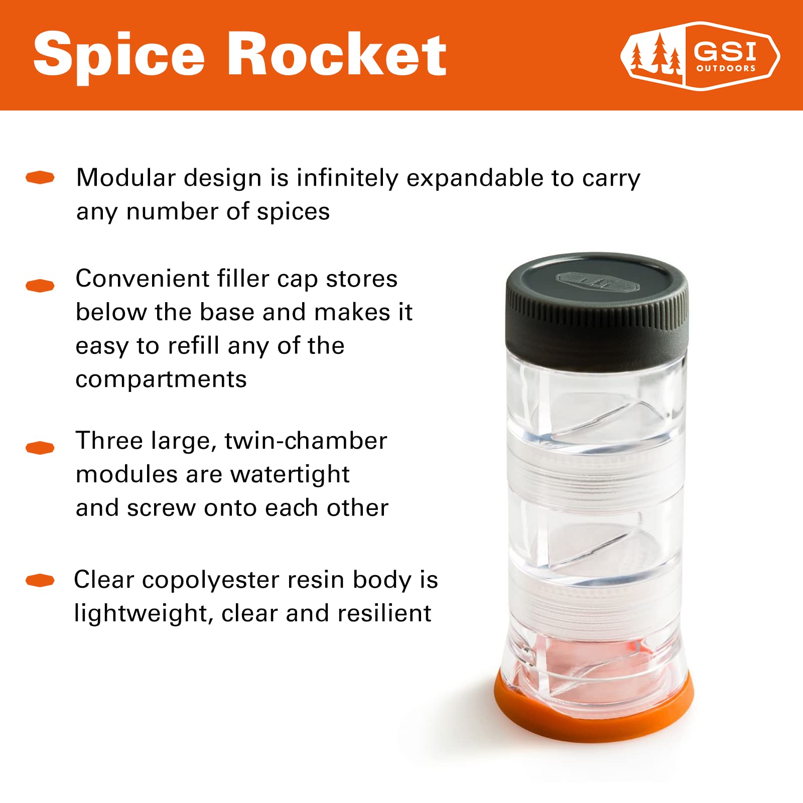 Spice Rocket - GSI Outdoors: Lightweight, Modular Spice Carrier for Travel, Camping and Outdoors