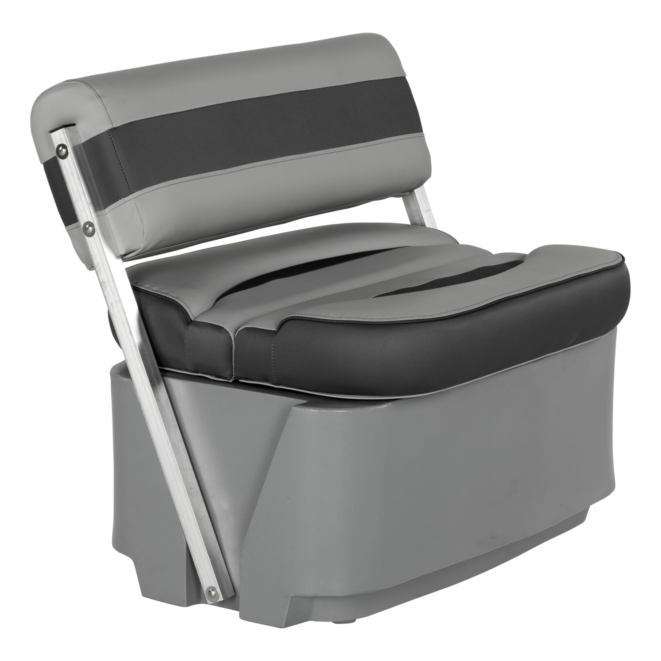 Pontoon Seat Rockport Series Flip Flop with Storage, Measures 34.5" L x 34.5" W x 31" H, Marine-Grade Vinyl, High-Density Foam, Easy Installation, Fits Most Pontoons, River Rock – 20221094104